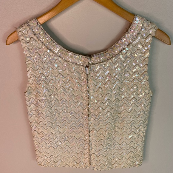 Vintage 1960s cropped iridescent sequin top - Picture 3 of 4